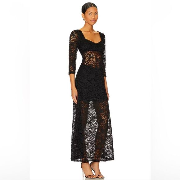 Free People x Revolve Adored Maxi Black Lace Dress - Picture 2 of 11